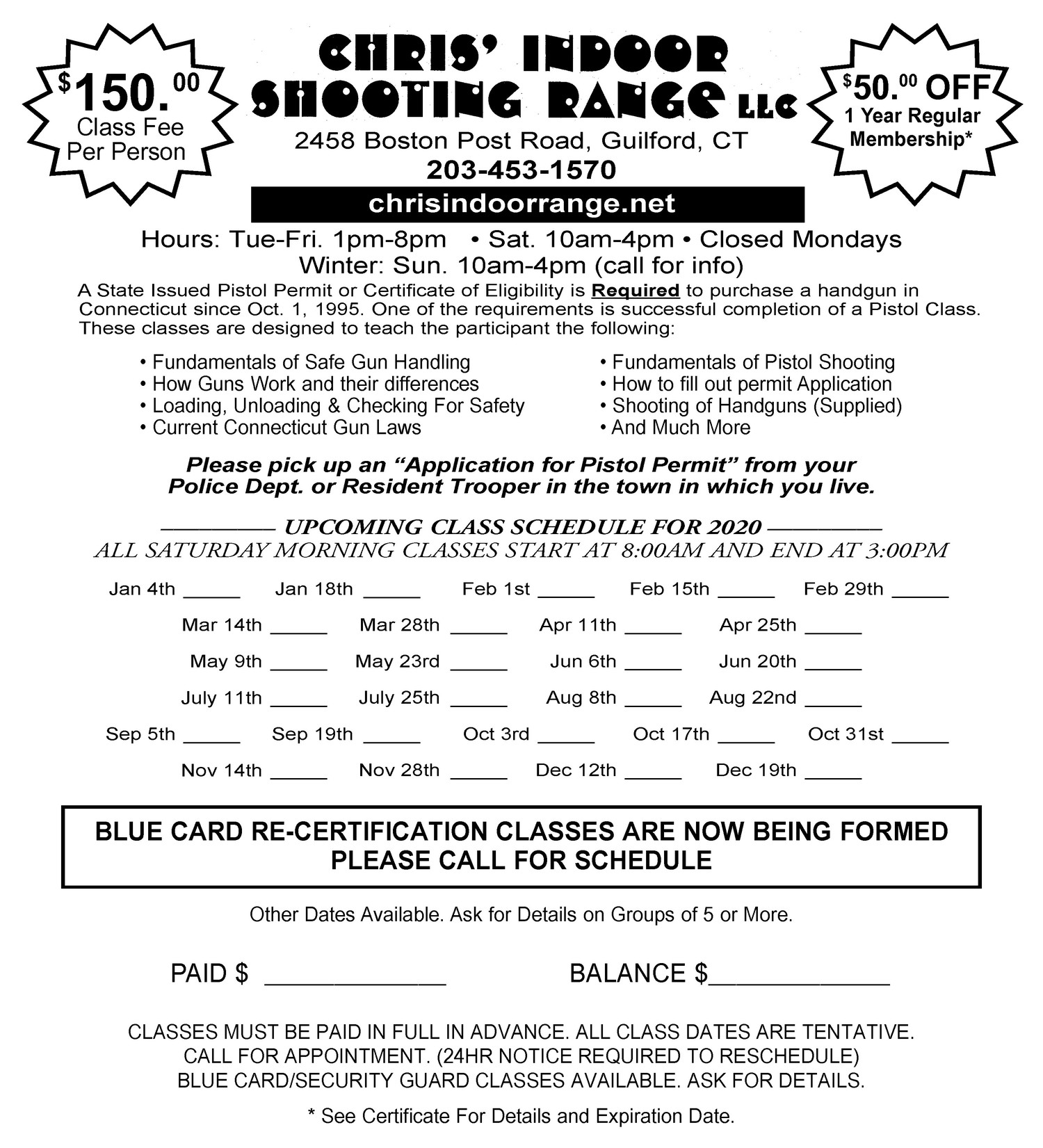 Pistol Permit & Gun Safety Classes in Connecticut Chris Indoor Range